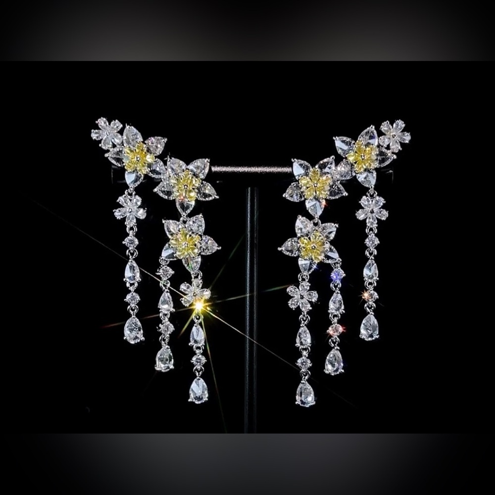 Sparkling crystal floral earrings
